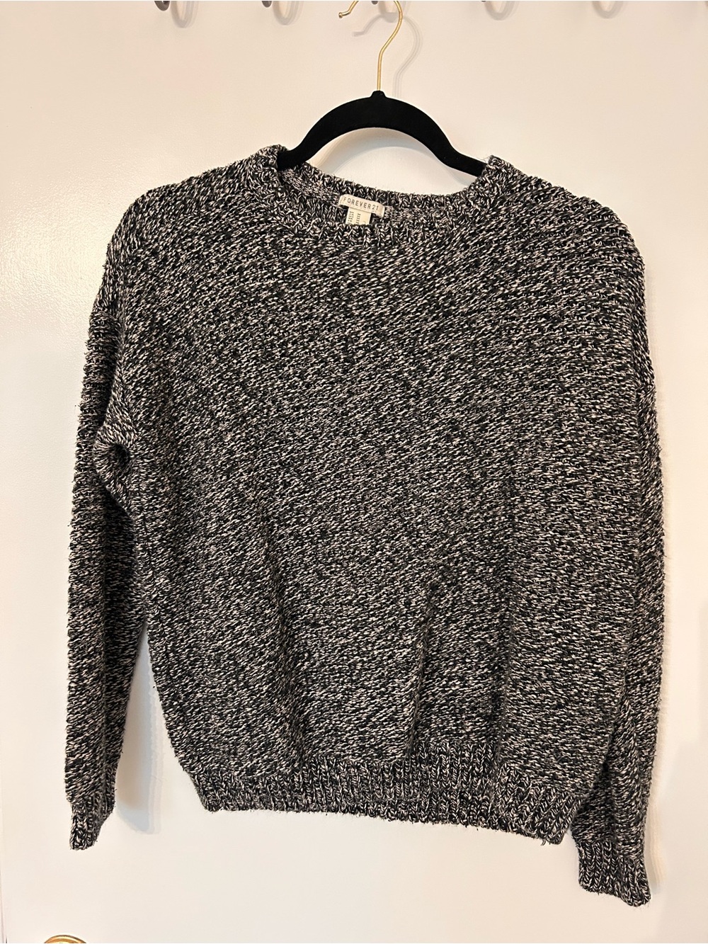 Forever 21 Black & Pink Marled Crewneck Sweater